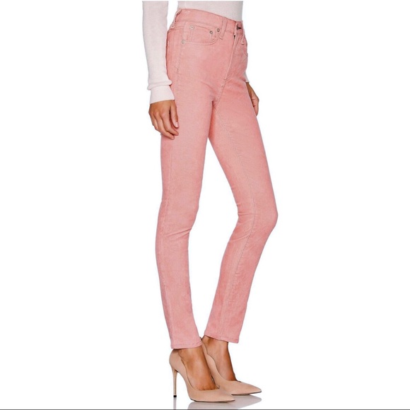 NEW RAG & BONE REVOLVE PINK HIGH-WAISTED CORDUROY PANTS - Picture 4 of 8
